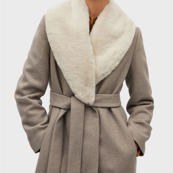 MANGO WOOL BLEND COAT REMOVABLE COLLAR - Picture 2 of 7